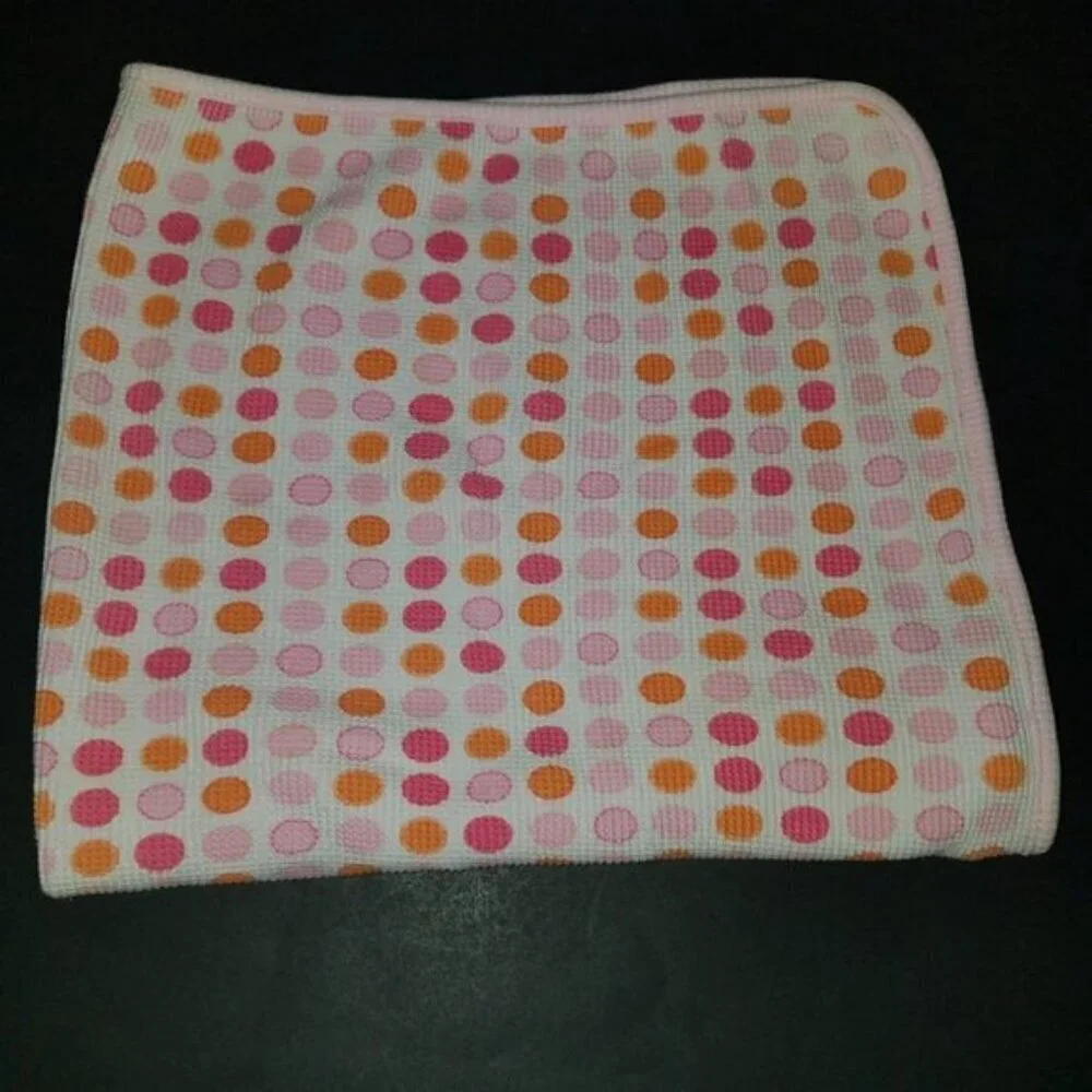 Spasilk Pink Orange Polka Dot Waffle Baby Blanket